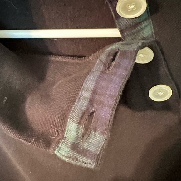 J Crew BL250 Black Gold Wide-Botton Sweatshirt w/ Green Plaid - Size Small - Picture 4 of 7